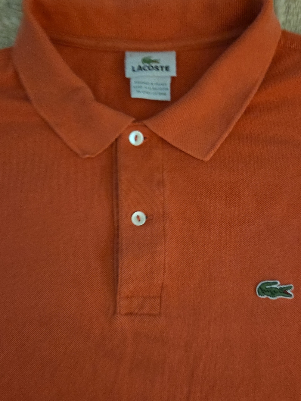 Lacoste L.12.12 Classic Fit Coral Orange Pique Polo Men's Size 7 2XL